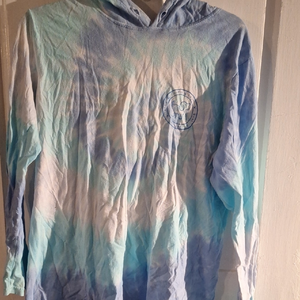 Womens Blue Tie-Dye Long Sleeve